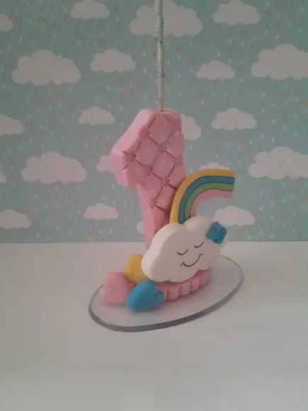 Vela Chuva de Amor em Biscuit