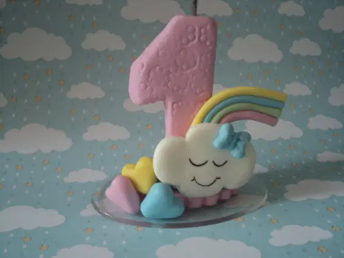 Vela Chuva de Amor em Biscuit