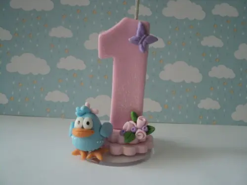 Vela de Aniversário 1 Ano Galinha Pintadinha Candy Colors