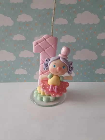 Vela Circo Rosa em Biscuit