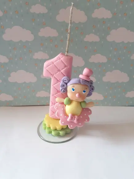 Vela Circo Rosa em Biscuit