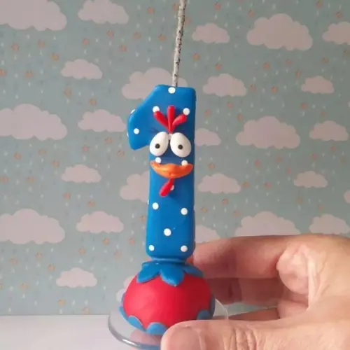 Vela de Aniversário 1 Ano Galinha Pintadinha em Biscuit