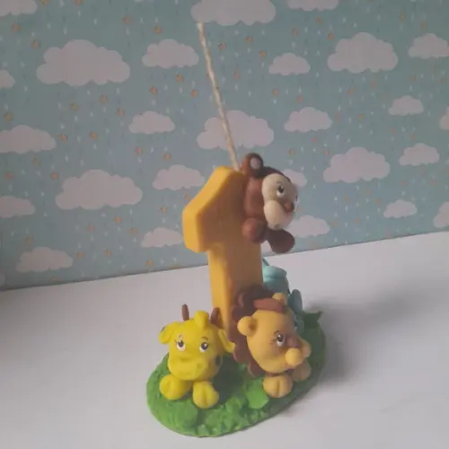 Vela Safari Baby Decorada