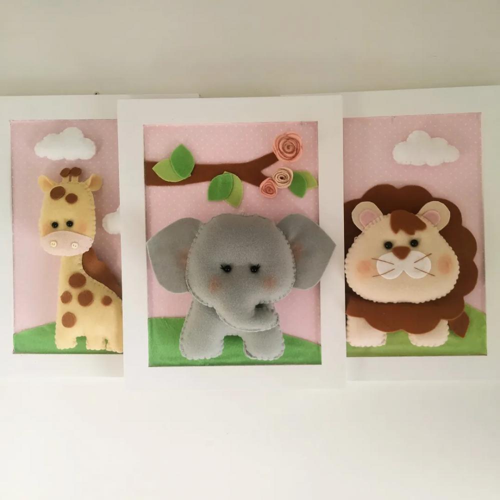 Quadros Decoração quarto de Menina Safari