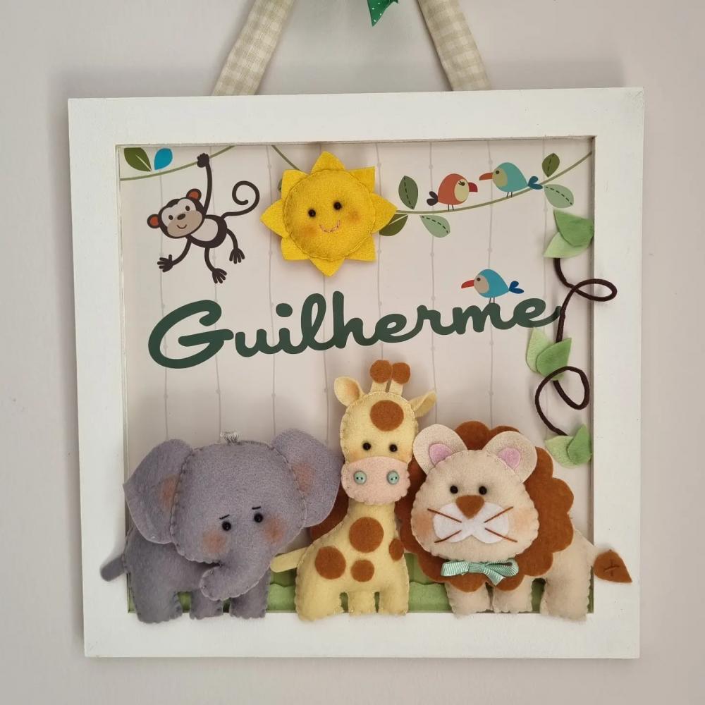 Enfeite de Porta Maternidade Safari 3 bichinhos