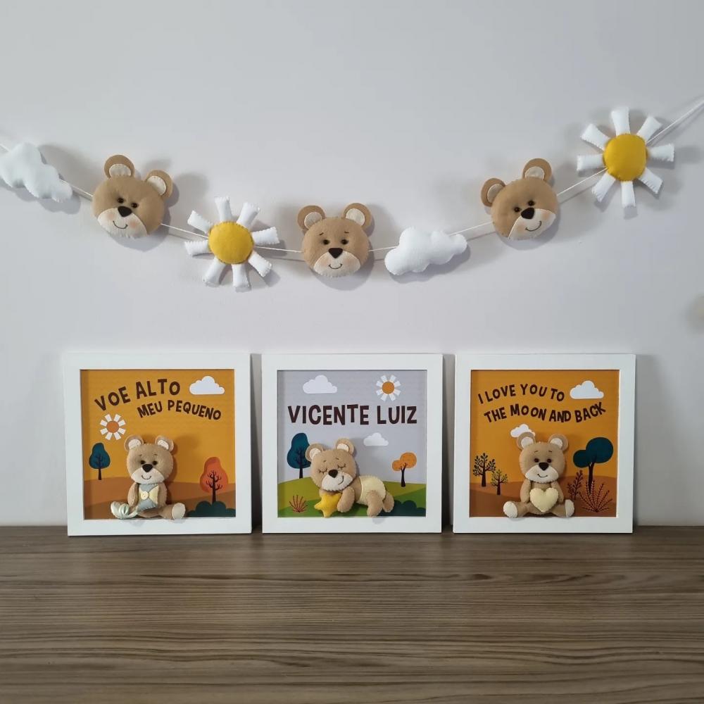 Kit Decoração Quarto do Bebê, Quadros + Varal de berço no tem