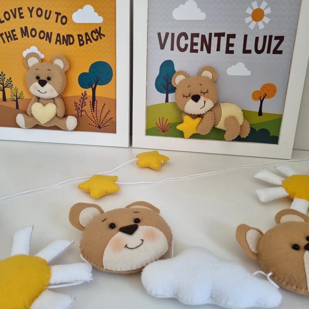 Kit Decoração Quarto do Bebê, Quadros + Varal de berço no tem