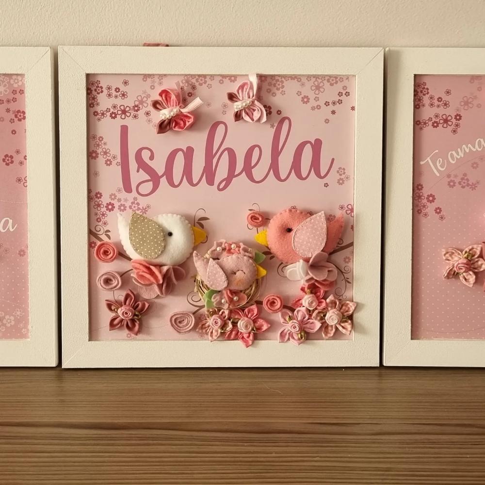 Quadros Decoração + Porta Maternidade Passarinhos