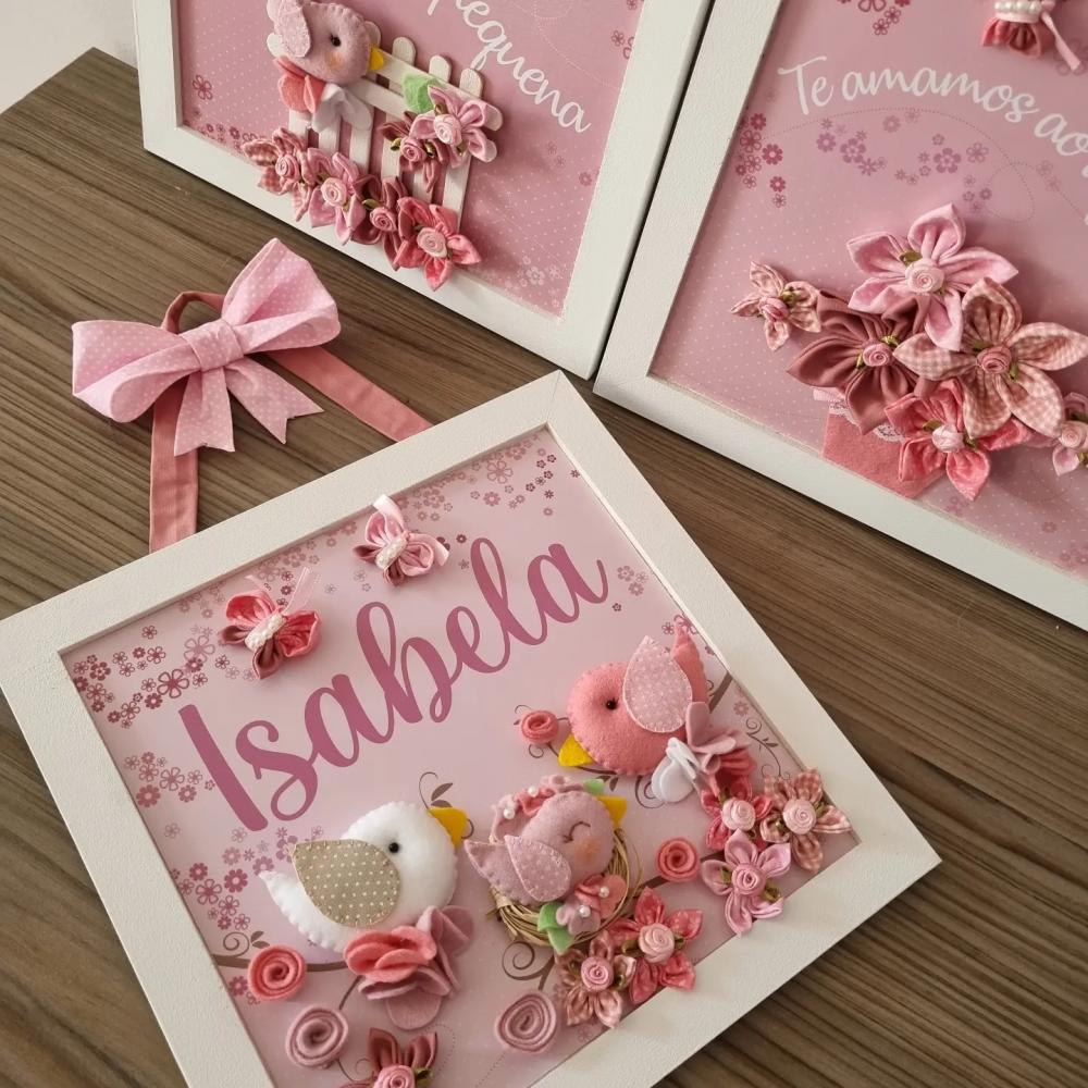 Quadros Decoração + Porta Maternidade Passarinhos