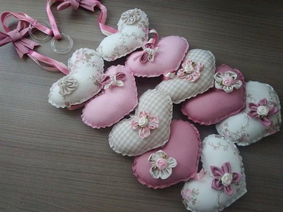 2 Pingentes de Cortina Rosa e Bege