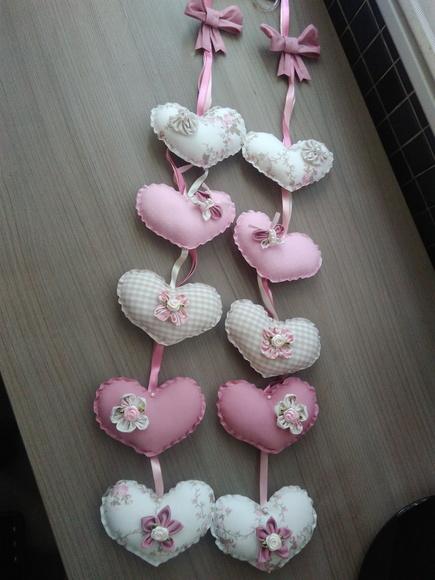 2 Pingentes de Cortina Rosa e Bege