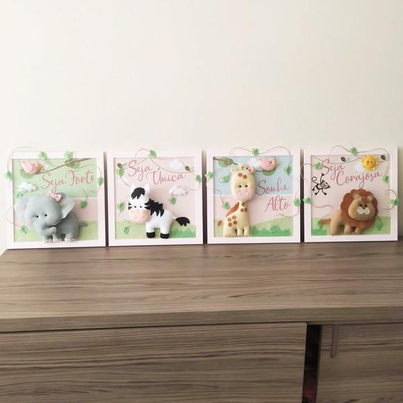 4 Quadros Decoração Safari Menina