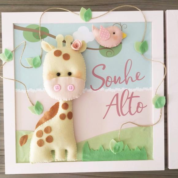 4 Quadros Decoração Safari Menina