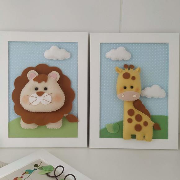 4 Quadros Safari Bichinhos
