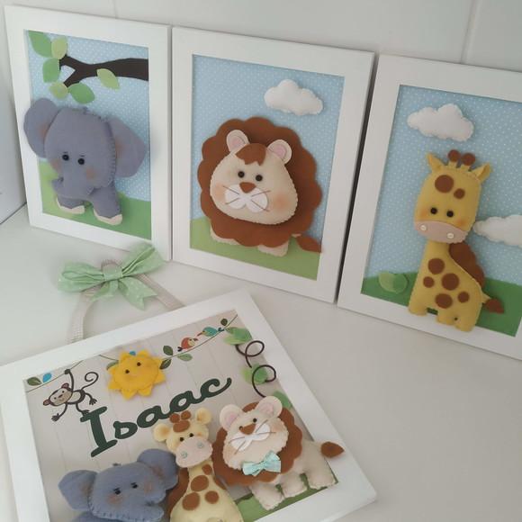 4 Quadros Safari Bichinhos