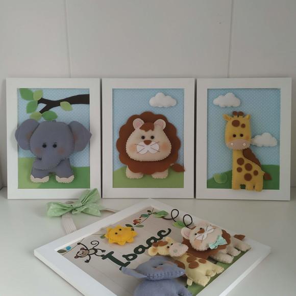 4 Quadros Safari Bichinhos