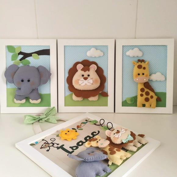 4 Quadros Safari Bichinhos