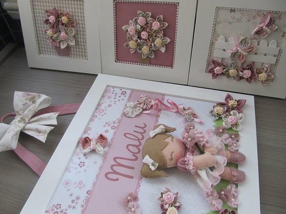 Enfeite de Porta Bonequinha e quadrinhos decorativos para quarto