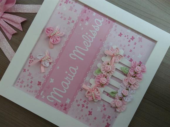 Enfeite de Porta Maternidade Borboletas Rosa Bebê