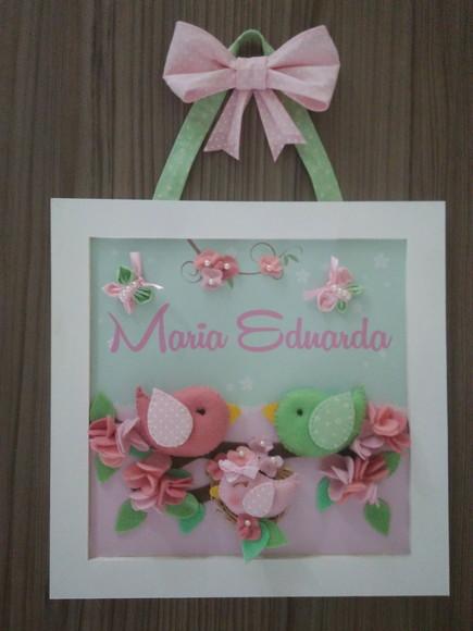 Enfeite de Porta Maternidade Família de Passarinhos