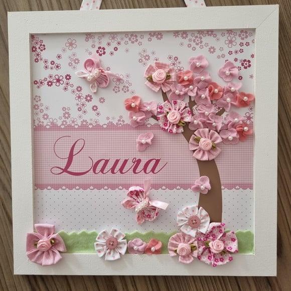 Enfeite de Porta Maternidade Flores de Cerejeira Rosa