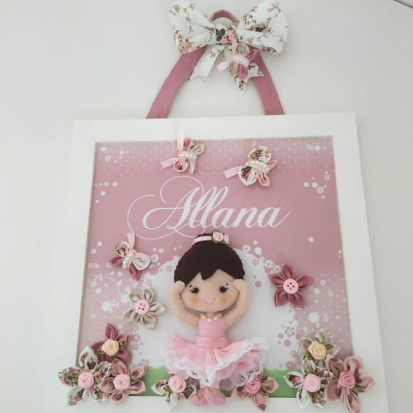 Enfeite de Porta Maternidade Menina Bailarina Rosa