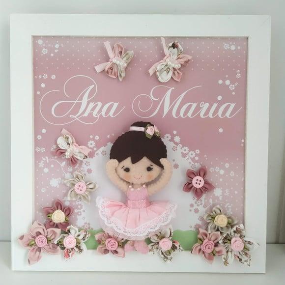 Enfeite de Porta Maternidade Menina Bailarina Rosa