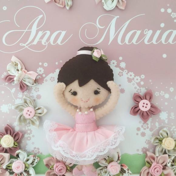 Enfeite de Porta Maternidade Menina Bailarina Rosa