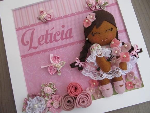 Enfeite de Porta Maternidade Menina Boneca Lê Rosa