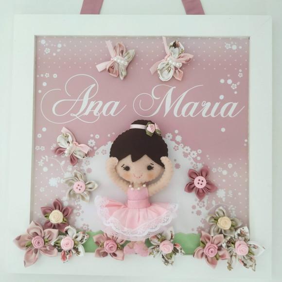 Enfeite de Porta Maternidade Menina Bailarina Rosa