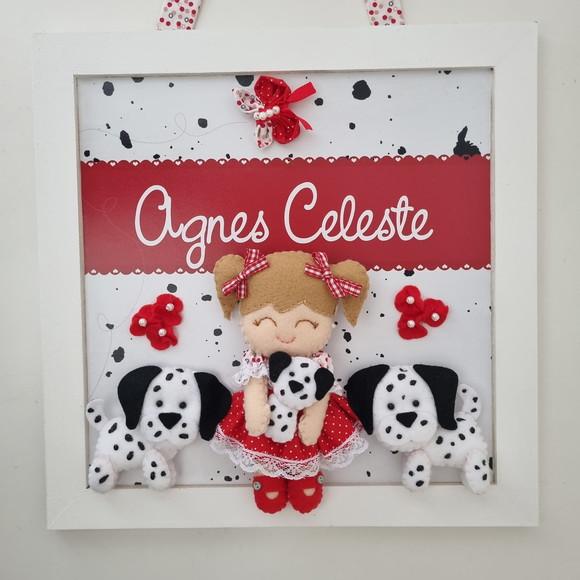 Enfeite de Porta Maternidade Menina Boneca e Cachorrinhos