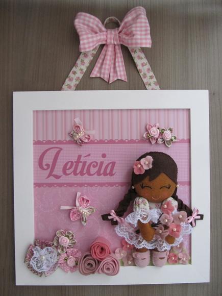 Enfeite de Porta Maternidade Menina Boneca Lê Rosa