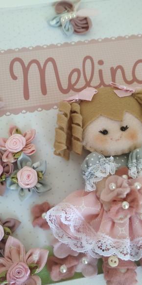 Enfeite de Porta Maternidade Menina Boneca Rosa e Cinza