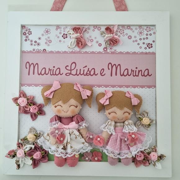 Enfeite de Porta Maternidade Menina Irmãs