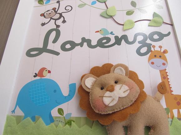 Enfeite de Porta Maternidade Safari Leão Verde