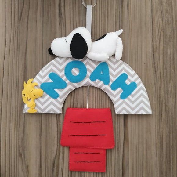Enfeite de Porta Maternidade Snoopy e Woodstock