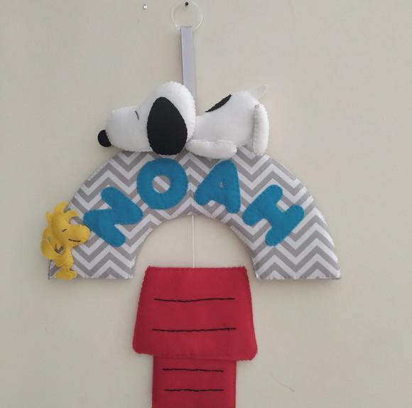 Enfeite de Porta Maternidade Snoopy e Woodstock