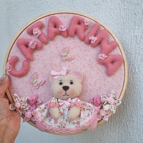 Enfeite de Porta Maternidade Ursa Rosa