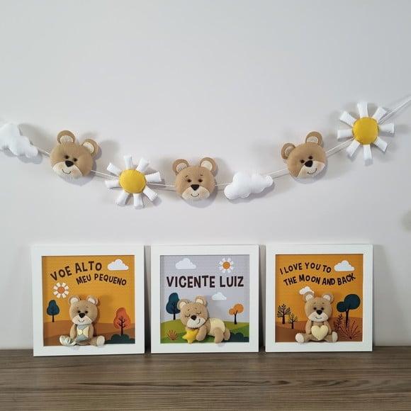 Enfeite de Porta Maternidade Urso, Quadros Decoração e Varal