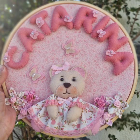 Enfeite de Porta Maternidade Ursa Rosa