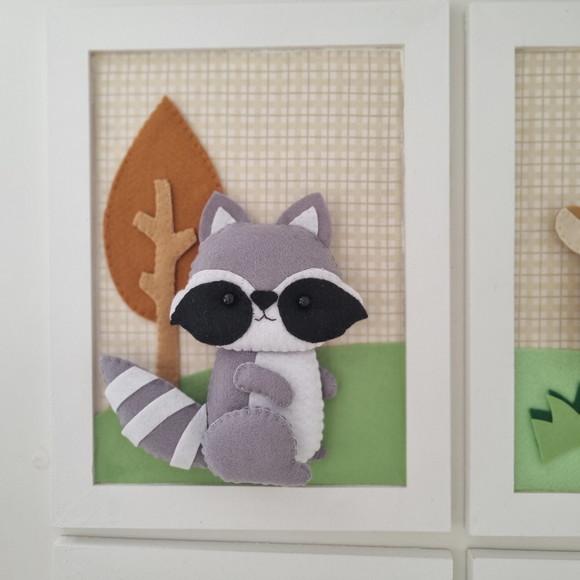 Kit 4 Quadros Decoração Bichinhos da Floresta