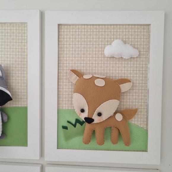 Kit 4 Quadros Decoração Bichinhos da Floresta