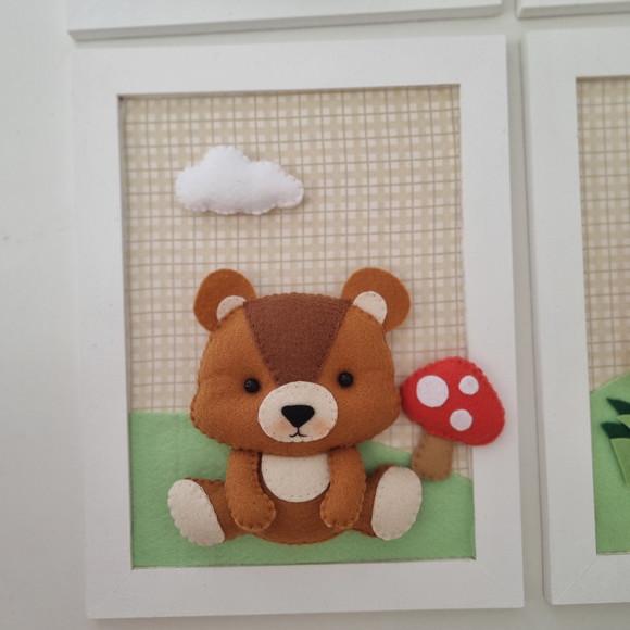 Kit 4 Quadros Decoração Bichinhos da Floresta