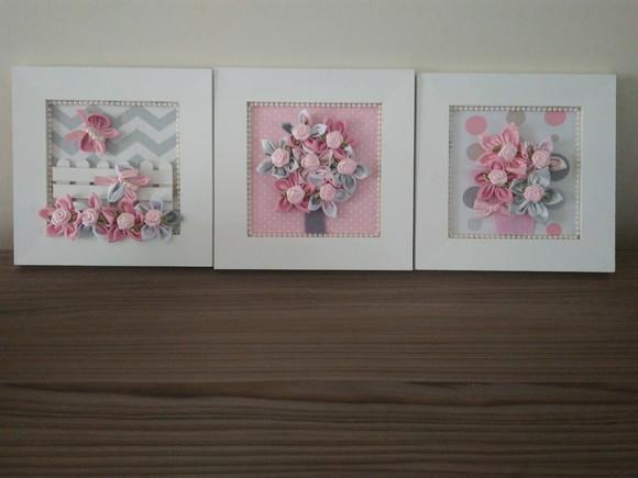 Kit decoração rosa e cinza