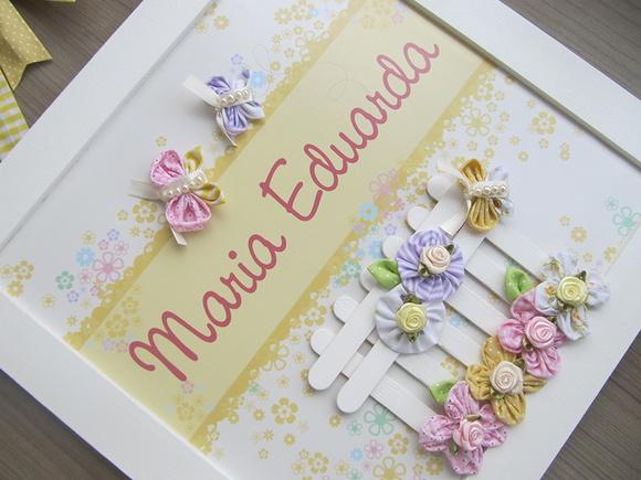 Enfeite de Porta Flores Trio de quadros para decoração bebê