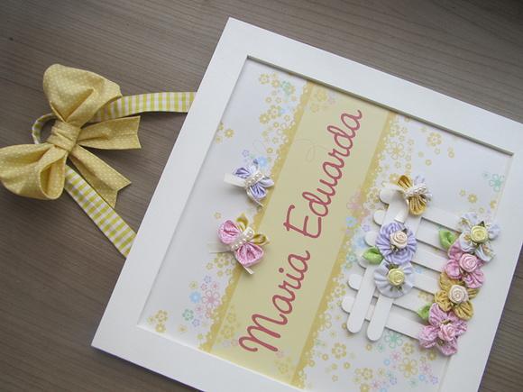 Enfeite de Porta Flores Trio de quadros para decoração bebê