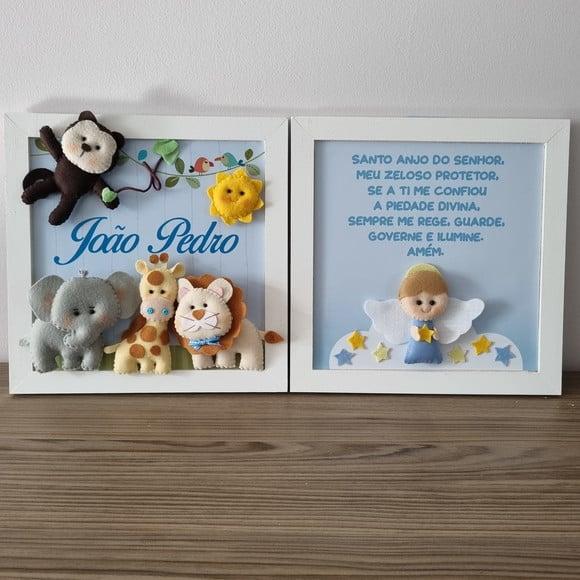 Kit Porta Maternidade Safari e Quadro Anjo da Guarda