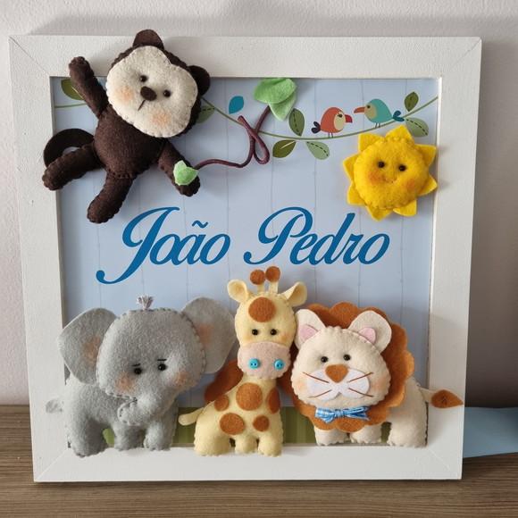 Kit Porta Maternidade Safari e Quadro Anjo da Guarda