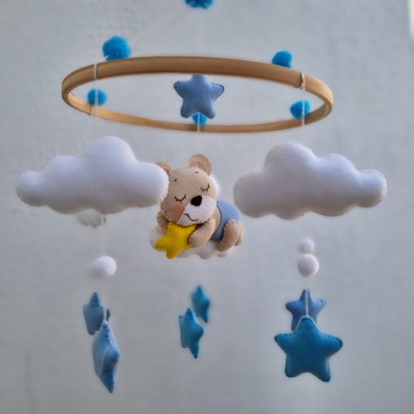 Móbile Berço Ursinho ou Ursinha, Nuvens e Estrelas