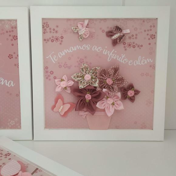 Quadros Decorativos Família de Passarinhos e Flores